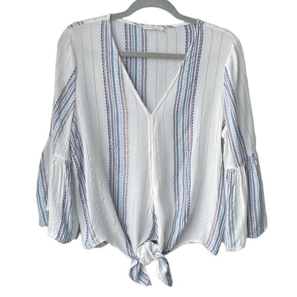 Lovestitch Tie Waist Metallic Striped Top Size S - Picture 1 of 7